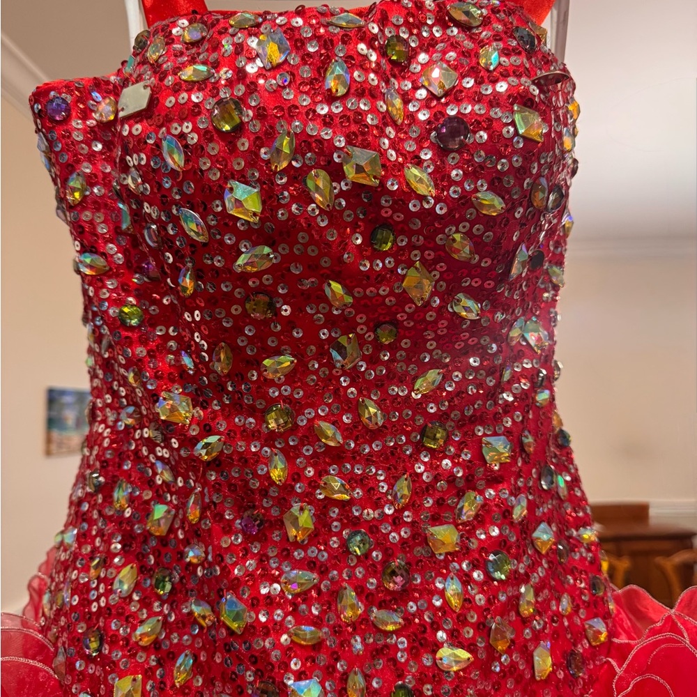 Elegant Red Embellished Prom Dress